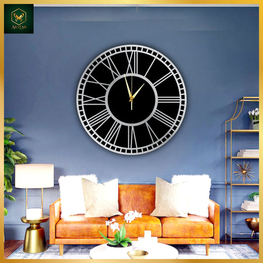 Roman Classic Wall Clock – Black & Gold Luxury Edition