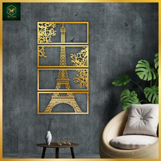 Eiffel Tower Wall Art (4-Piece Set) – Acrylic Mirror Finish