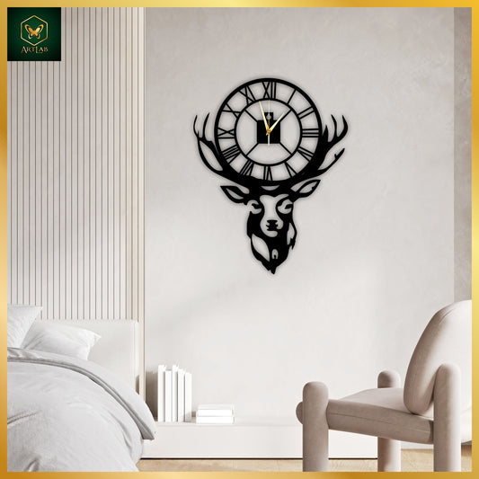 Deer Head Wall Clock – Modern Acrylic Art Timepiece