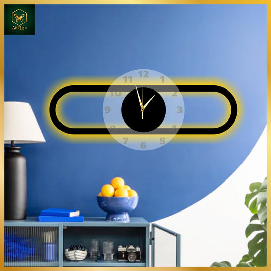 Rectangular Neon Wall Clock – Luxury Acrylic Design