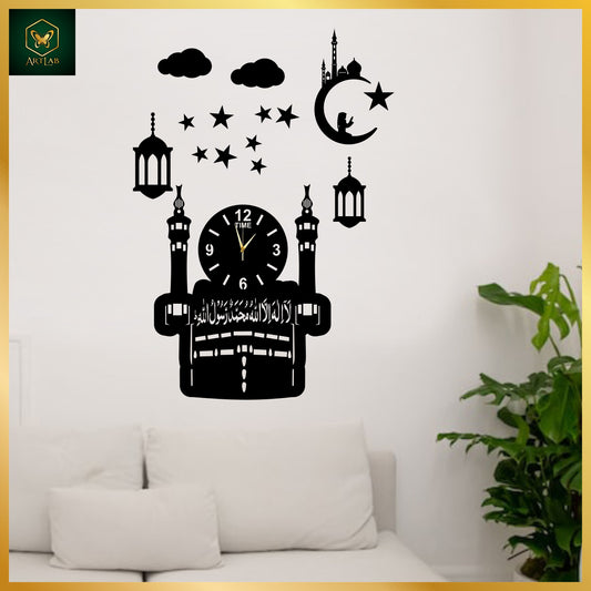 Kaaba Islamic Wall Clock – Spiritual Acrylic Art Design