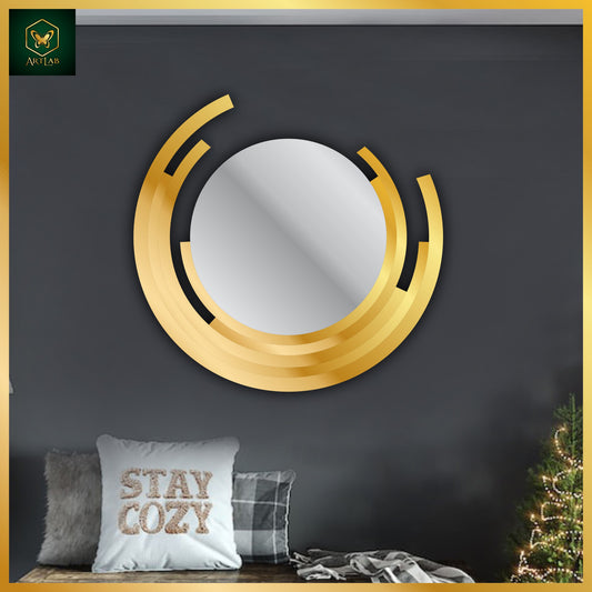 Radiant Circle Mirror Wall Art – Golden Aura Design