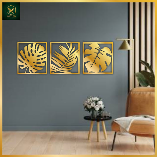 Tropical Leaf Wall Art (Set of 3) – Modern Nature-Inspired Design