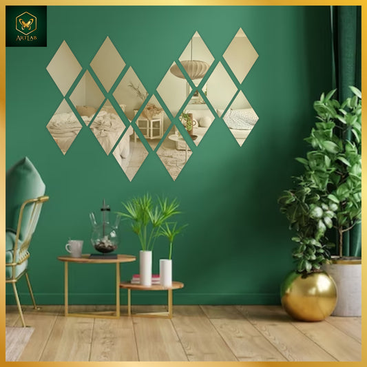 Diamond Mirror Wall Art – Modern Geometric Elegance