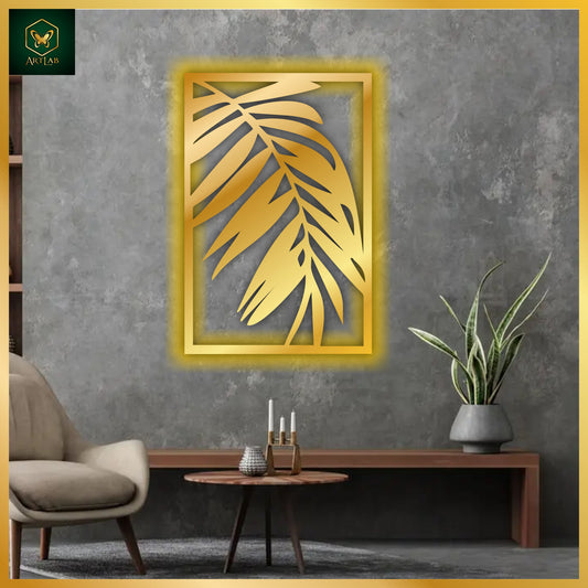 Palm Leaf Neon Frame – Acrylic Mirror Finish with Backlight