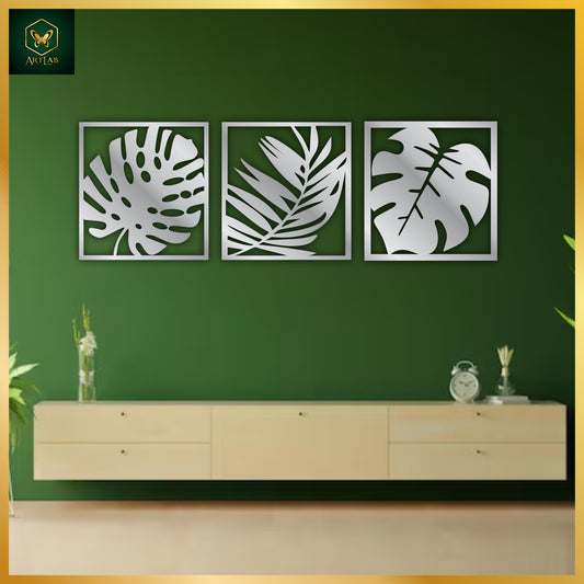 Tropical Leaf Wall Art (Set of 3) – Modern Nature-Inspired Design