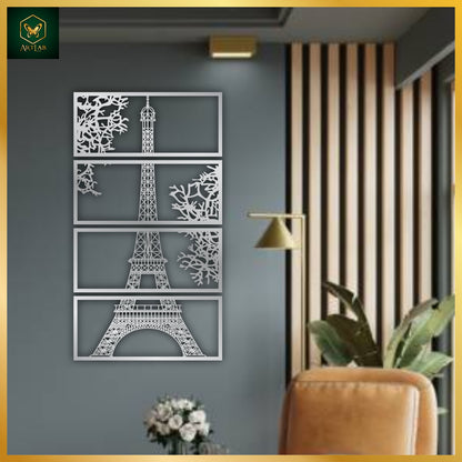 Eiffel Tower Wall Art (4-Piece Set) – Acrylic Mirror Finish