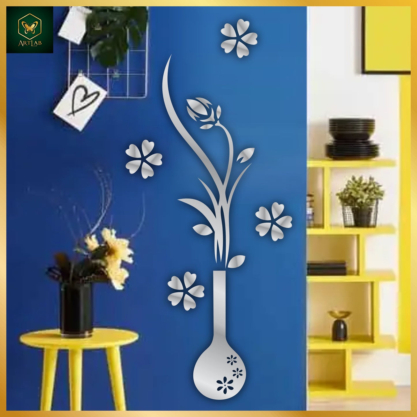 Elegant Flower Vase Wall Art – Acrylic Mirror Finish