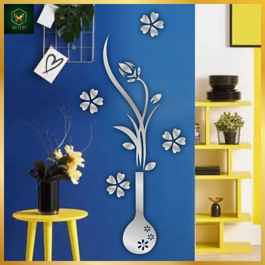 Elegant Flower Vase Wall Art – Acrylic Mirror Finish