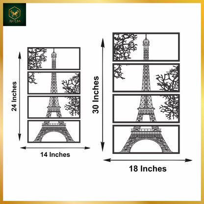 Eiffel Tower Wall Art (4-Piece Set) – Acrylic Mirror Finish